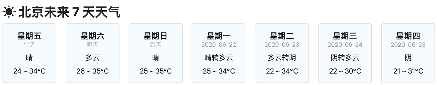 未来 7 天天气